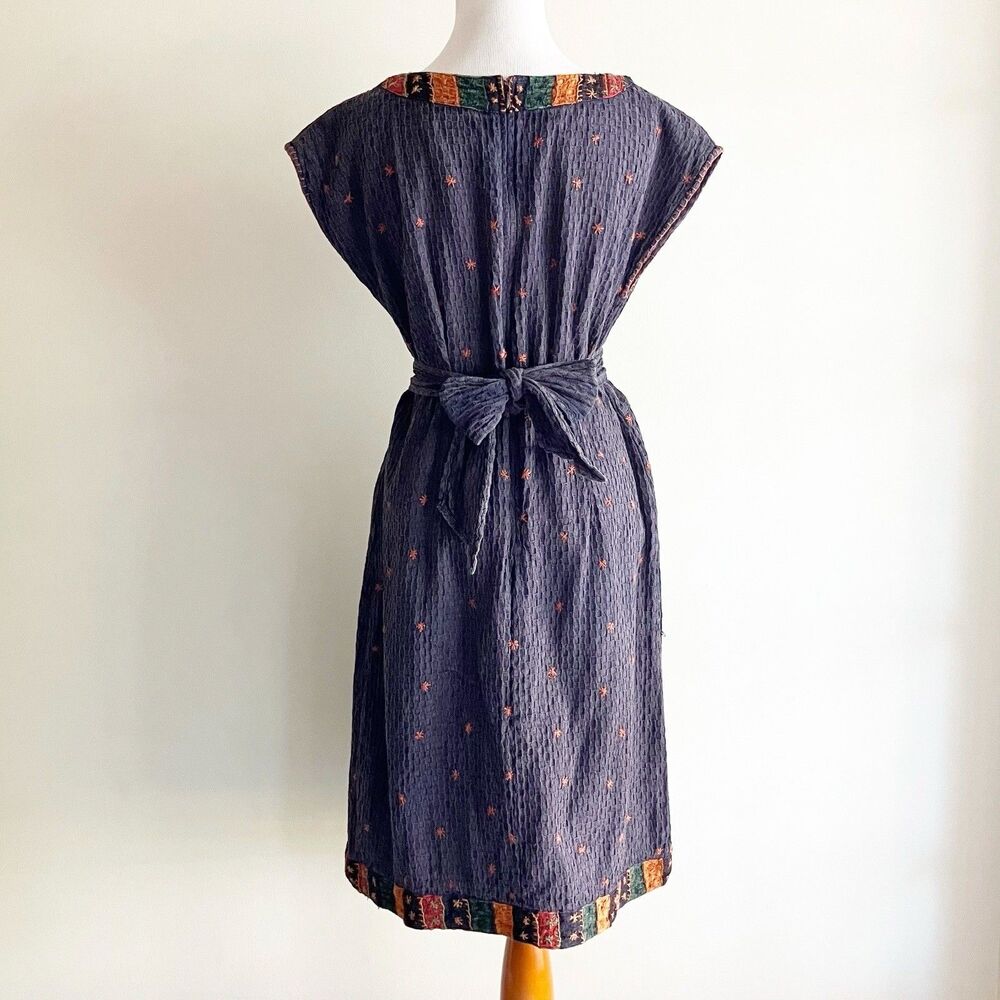 The Territory Ahead Embroidered Applique Dress Sz 8 Cotton Tie Global Bohemian - Picture 4 of 8
